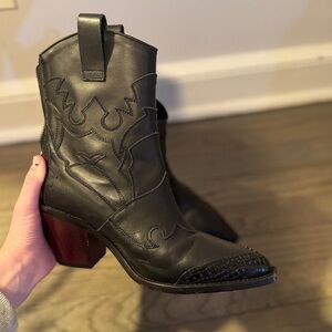 Zadig & Voltaire Cara Ankle Western leather Boots Size 38